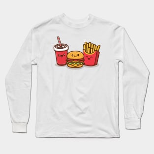 Cute Burger With Soda And French Fries Long Sleeve T-Shirt